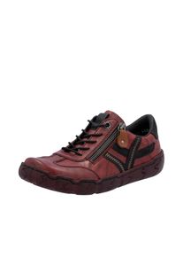 Rieker Damen Sneaker, Gr. 38, rot, Leder, Lederimitat, unifarben mit Farbeinsatz, casual, Schuhe, Schnürschuh, Halbschuh, Freizeitschuh mit Ziernähte