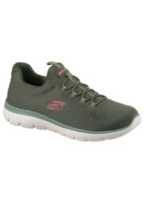 Skechers Damen Slip-On Sneaker "SUMMITS-SUMMER BLUSH", Gr. 41, grün, Textil, kontrastfarbene Details, sportlich, Schuhe, Arbeitsschuh, Freizeitschuh,
