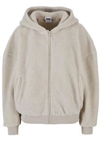 Urban Classics Damen Sweatjacke "Urban Classics Damen Ladies Oversized Sherpa Zip Hoody", beige, Gr. S, unifarben, 100% Polyester, Sweatjacken