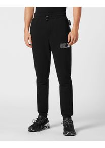 Plein Sport Herren Jogginghose "Jogginghose"0270, schwarz, silber, Gr. XXXL, Obermaterial: 88% Baumwolle, 12% Polyester, Hosen