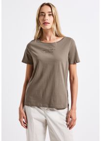 Street One Damen T-Shirtschwarz tumbled beige, casual, Gr. 38, bedruckt, Web, 100% Baumwolle, Shirts, aus reiner Baumwolle