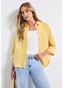 Street One Damen Hemdblusebuttercream gelb, casual, Gr. 42, unifarben, Web, Obermaterial: 87% Modal, 13% Polyester, Blusen, mit Brusttasche