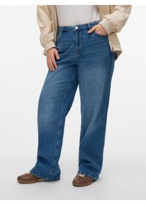 Vero Moda CURVE Damen High-waist-Jeans "VMCTESSA HR WIDE J RA380 GA CUR NOOS", blau, modisch, Gr. 44, unifarben, Denim/Jeans, Obermaterial: 99%