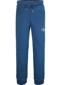 Jungen Sweathose "MONOGRAM LOGO SWEATPANTS", blau, casual, Gr. 14, Calvin Klein Jeans, Sweatware, Obermaterial: 100% Baumwolle, Hosen, für Kinder bis