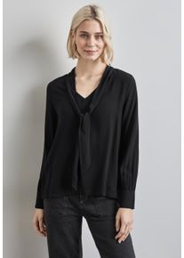 Street One Damen Langarmbluse, schwarz, casual, Gr. 36, unifarben, Stoff, 100% Viskose, Blusen, mit V-Ausschnitt