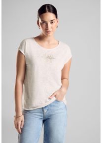 Street One Damen Trägertop, beige, casual, Gr. 44, bedruckt, Stoff, 65% Polyester, 35% Viskose, Tops, mit Burnout-Optik