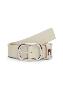Tommy Jeans Damen Ledergürtel "TJW OVAL 3.0", beige, casual, Gr. 75, Rindsleder, Gürtel, Ovale Einfachdornschließe und Logo am Verschluss