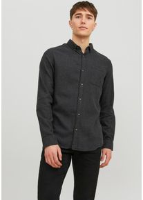 Jack & Jones JACK & JONES Herren Langarmhemd "JJECLASSIC MELANGE SHIRT LS SN", grau, modisch, Gr. XXL, unifarben, Web, Obermaterial: 100% Baumwolle, Hemden