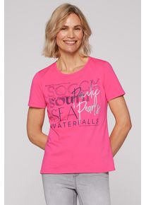 SOCCX Damen Rundhalsshirt, pink, casual, Gr. XXL, bedruckt, Material: 100% Baumwolle, Shirts, aus Baumwolle