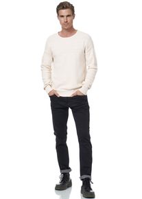 Rusty Neal Herren Strickpullover, beige, casual, Gr. L, unifarben, 100% Baumwolle, Pullover, mit aufwendigem Strickmuster