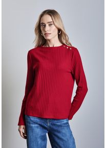 Street One Damen Langarmshirt, rot, casual, Gr. 40, unifarben, Web, 57% Baumwolle, 38% Polyester, 5% Elasthan, Shirts, im soften Baumwoll-Mix