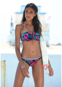 Venice Beach Damen Bandeau-Bikini-Top "Summer", blau, Gr. 32, bedruckt, floral, Polyamid, Xtra Life LYCRA, Bikini-Oberteile, mit geraffter Mitte