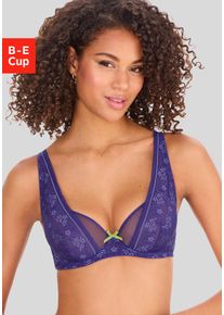 Vivance Damen Bügel-BH, Gr. 80, blau, Spitze, Mesh, Obermaterial: 65% Polyamid, 25% Polyester, 10% Elasthan, modisch, BHs, im High-Apex-Design aus