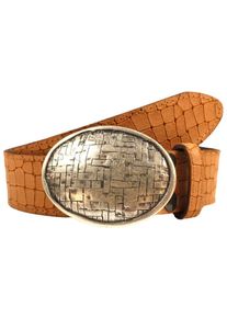 Damen Ledergürtel, braun, modisch,klassisch, Gr. 90, RETTUNGSRING BY SHOWROOM 019, unifarben, geprägtes Muster, Leder, Gürtel, mit austauschbarer