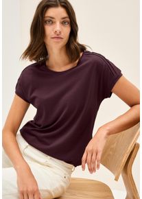 Cecil Damen T-Shirt, rot, casual, Gr. L, unifarben, Jersey, Obermaterial: 50% Baumwolle, 50% Modal, Shirts, mit elastischem Bund
