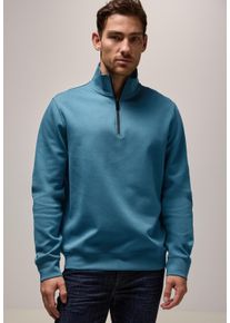 Street One MEN Herren Sweatshirt, blau, casual, Gr. XL, unifarben, Web, Sweatware, 82% Baumwolle, 14% Polyester, 4% Elasthan, Sweatshirts, im soften