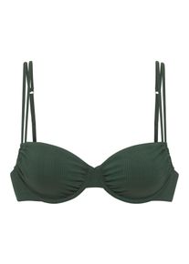 Damen Bügel-Bandeau-Bikini-Top "Nela", grün, Gr. 36, Copenhagen Studios, unifarben, strukturiert, Rippware, Recycling-Polyamid, Bikini-Oberteile, mit