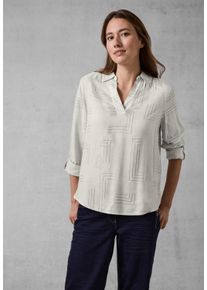 Cecil Damen Langarmbluse, beige, casual, Gr. L, gemustert, Stoff, 100% Viskose, Blusen, in Melange Optik