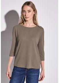 Street One Damen T-Shirt, braun, casual, Gr. 34, unifarben, Feinstrick, Obermaterial: 60% Viskose, 40% Polyester, Shirts, 3/4-Arm und im Strick-Look
