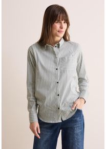 Cecil Damen Langarmbluse, schwarz, casual, Gr. L, gestreift, Web, 72% Baumwolle, 25% Polyamid, 3% Elasthan, Blusen, mit Brusttasche