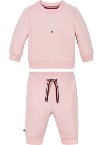 Tommy Hilfiger Baby Shirt & Hose, rosa, Gr. 80, unifarben, Sweatware, Obermaterial: 95% Baumwolle, 5% Elasthan, KOB Set-Artikel, mit Logodruck