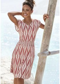 Lascana Jerseykleid mehrfarbig Gr. 34 für Damen. Rundhals und Allover-Druck. Figurumspielend. Nachhaltig.