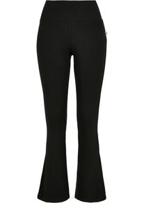 Urban Classics Damen Leggings "Urban Classics Damen Ladies Organic Interlock Bootcut Leggings", schwarz, Gr. XS, unifarben, 95% Baumwolle (Bio), 5%