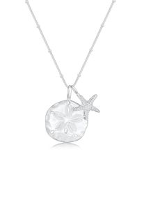 Elli Damen Kette mit Anhänger "Blume Seestern Maritim 925 Sterling Silber", 45, Silber 925 (Sterlingsilber), L: 45cm, silber, Silber 925
