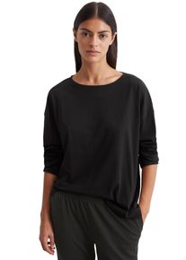 Marc O'Polo MARC O'POLO Damen Pyjamaoberteil "Mix & Match Cotton-Woven", Gr. S, schwarz, Jersey, Obermaterial: 100% Baumwolle, meliert, casual, Shirts, mit