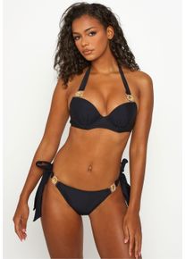 MODA MINX Damen Bikini-Hose "Amour", schwarz, Gr. XL, unifarben, 82% Polyamid, 18% Elasthan, Badehosen, mit stilvollem Steinbesatz