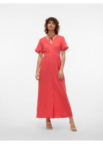 Véro Moda VERO MODA Damen Maxikleid "VMNATALI SS ANKLE DRESS WVN GA SPE", rot, modisch, Gr. XS, unifarben, Obermaterial: 100% Baumwolle, Kleider