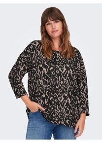 Only CARMAKOMA Damen 3/4-Arm-Shirt "CARALBA 3/4 TOP NOOS", schwarz, casual, Gr. XL, bedruckt, Single Jersey, Obermaterial: 95% Polyester, 5%