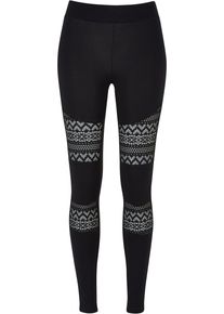 Urban Classics Damen Leggings "Urban Classics Damen Ladies Crochet Lace Inset Leggings", schwarz, Gr. XS, unifarben, 94% Baumwolle, 6% Elasthan, Hosen