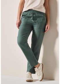 Cecil Damen Leinenhose "Style Tracey"balmy khaki, casual, Gr. L, unifarben, Web, Obermaterial: 100% Leinen, Hosen, mit elastischem Bund und Tunnelzug