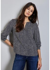 Street One Damen Langarmbluse, lila, casual, Gr. 46, bedruckt, Web, Obermaterial: 100% Viskose, Blusen, mit All-Over Print