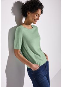 Street One Damen Kurzarmpullovermilky grün meliert, casual, Gr. 38, meliert, Strick, Obermaterial: 60% Viskose, 40% Baumwolle, Pullover, mit
