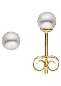 Jobo Damen Paar Ohrstecker, Gelbgold 333-Perlen, gold, Gelbgold 333, Perlen, Ohrringe, 333 Gold mit Süßwasser-Zuchtperlen 4,5 mm