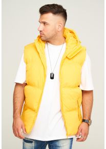 behype Herren Steppweste "MGLROLLIN", gelb, casual, Gr. M, 100% Polyester, Westen, mit Kapuze