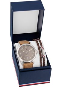 Tommy Hilfiger Herren Quarzuhr, braun, Armbanduhren, Armbanduhr, Herrenuhr, Lederarmband, ideal als Geschenk, Datum