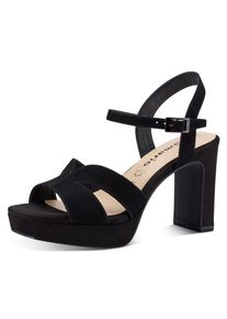 Tamaris Damen High-Heel-Sandalette, Gr. 40, schwarz, Ziegenveloursleder, unifarben, elegant, Schuhe, Sommerschuh, Abendschuh, Blockabsatz, mit