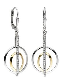 Jobo Damen Paar Ohrhänger "Ohrringe mit 38 Zirkonia", Silber 925 (Sterlingsilber), silber, Silber 925 (Sterlingsilber), Ohrringe, 925 Silber bicolor