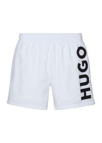 HUGO UNDERWEAR Herren Badeshorts "ABAS", weiß, sportlich, Gr. L, unifarben, Microfaser, Microfaser, Badehosen, seitlich mit großem HUGO Logo-Print