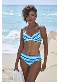 s.Oliver Damen Bikini-Hose, blau, Gr. 34, gestreift, Recycling-Polyamid, Badehosen, seitlich regulierbar und mit trendigem Streifen-Design