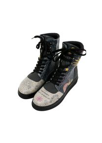 DOGO Damen Schnürboots "Future High Top Boots And Wonders How It All Turns Out Damen", Gr. 36, blau, Lederimitat, Schuhe, Vegan