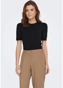 Only Damen Kurzarmshirt "ONLLIVE LOVE 2/4 PUFFTOP JRS NOOS", schwarz, casual, Gr. XS, unifarben, Single Jersey, Obermaterial: 95% Baumwolle, 5%