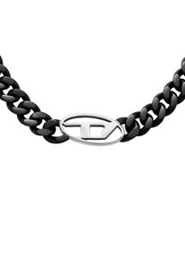 Diesel Damen Kette mit Anhänger "Schmuck Geschenk Edelstahl OVAL D LOGO, DX1610931", Edelstahl, L: 50cm B: 12mm, schwarz, Edelstahl, B:12mm,
