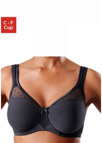 Nuance Damen Minimizer-BH, Gr. 85, schwarz, Jersey, Netz, Obermaterial: 90% Baumwolle, 5% Elasthan, 5% Polyamid, klassisch, BHs, mit Bügel und