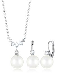 Elli Damen Schmuckset "Set mit Perlen Zirkonia Weiß 925 Sterling Silber", OneSize, silber, Silber 925 (Sterlingsilber), Schmuck-Sets