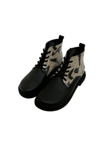 DOGO Damen Bootsschuh "Victoria Ankle Boots Letters For Lovers Damen Stiefeletten", Gr. 36, schwarz, Lederimitat, Schuhe, Vegan