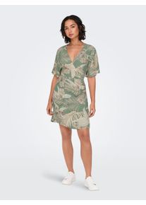 Only Damen Druckkleid "ONLPALINA LIFE 2/4 WRAP DRESS PTM", grün, modisch, Gr. S, gemustert, Jersey, Obermaterial: 100% Viskose, Kleider